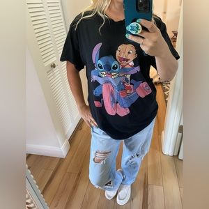 Lilo and Stitch Graphic Tee shirt Large Black Disney